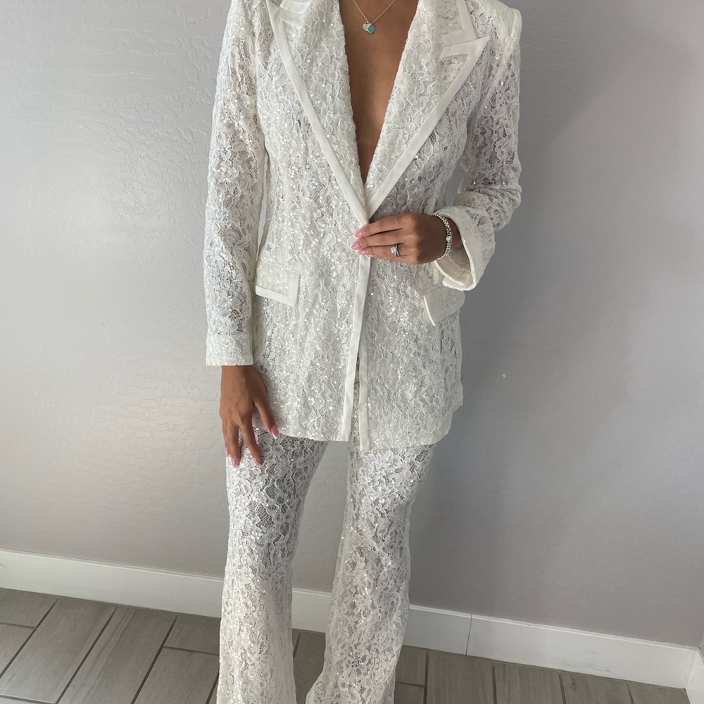 NADINE MERABI Ivory Lace Ensemble